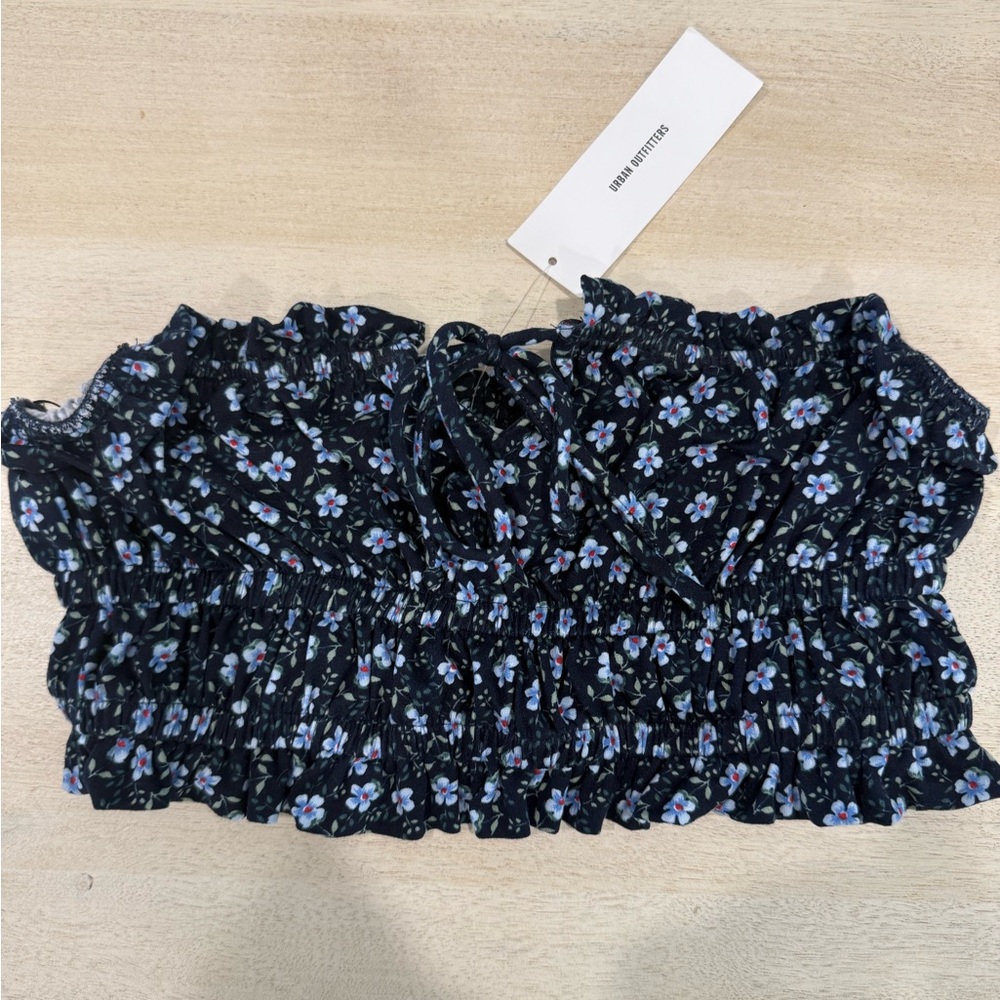 Urban Outfitters Navy & Blue Floral Crop Top